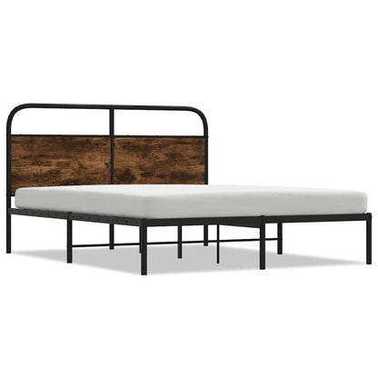 vidaXL Bed Frame Without Mattress 120x190 cm Small Double Smoked Oak Engineered Wood 2