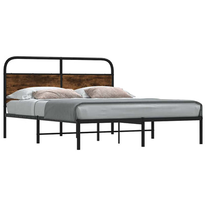 vidaXL Bed Frame Without Mattress 120x190 cm Small Double Smoked Oak Engineered Wood 1