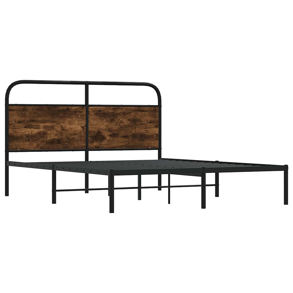 vidaXL Bed Frame Without Mattress 120x200 cm Smoked Oak Engineered Wood 3