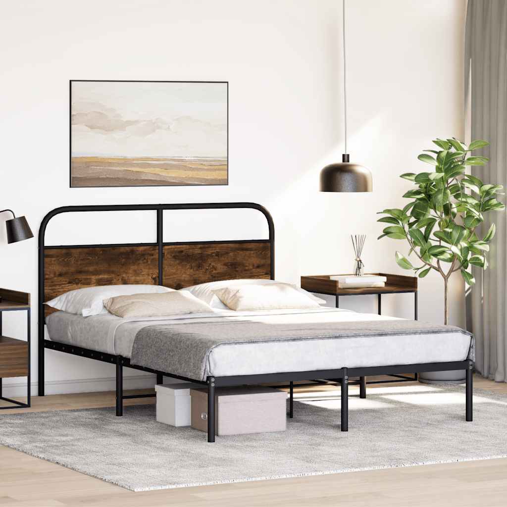 vidaXL Bed Frame Without Mattress 120x200 cm Smoked Oak Engineered Wood 4