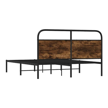 Metal Bed Frame without Mattress Smoked Oak Length 200 cm with Headboard 120 cm