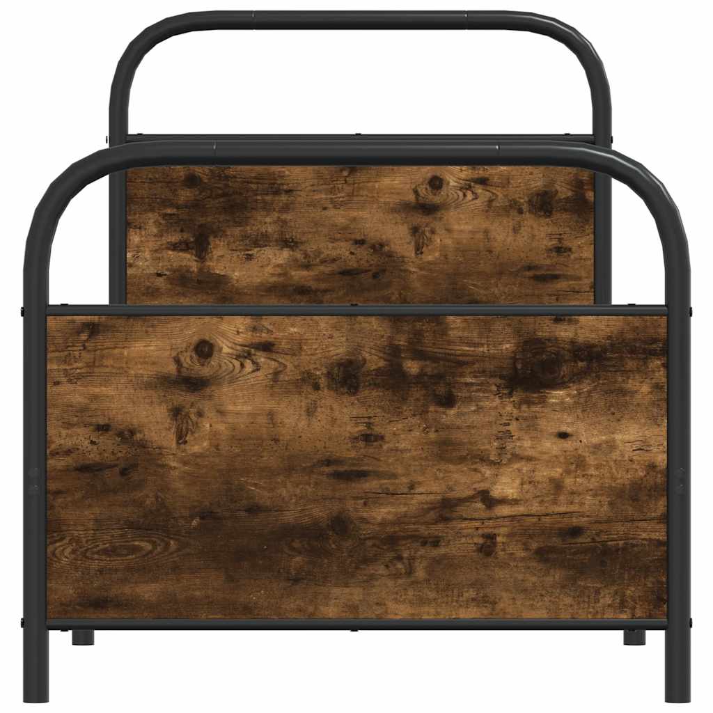vidaXL Bed Frame Without Mattress 75x190 cm Small Single Smoked Oak Engineered Wood 5