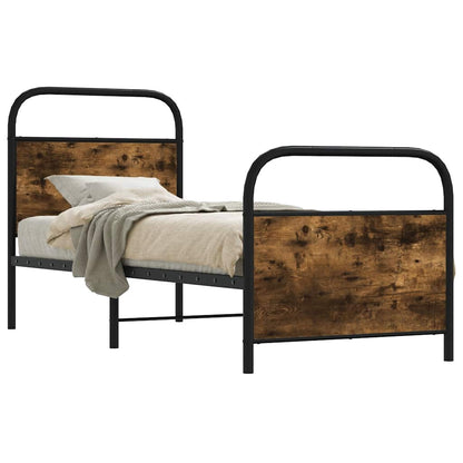vidaXL Bed Frame Without Mattress 75x190 cm Small Single Smoked Oak Engineered Wood 1