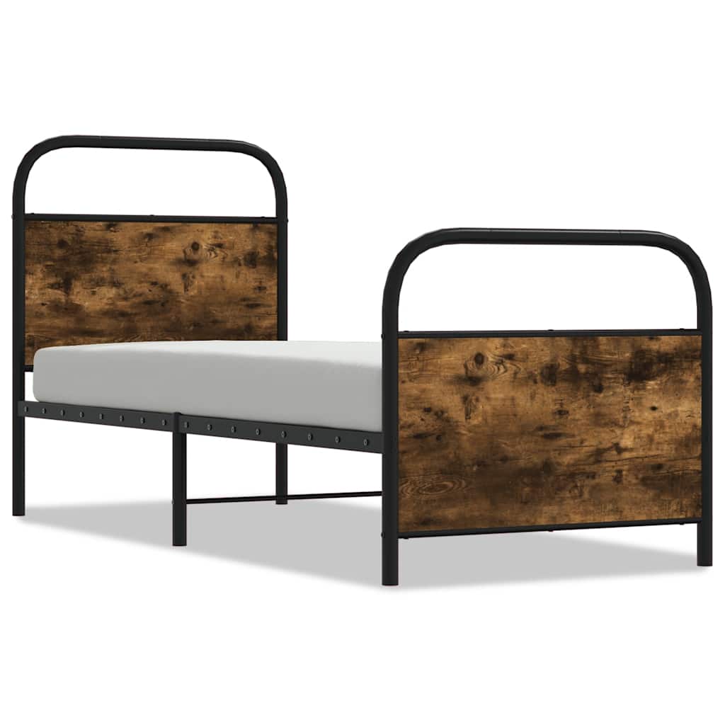 vidaXL Bed Frame Without Mattress 80x200 cm Smoked Oak Engineered Wood 2