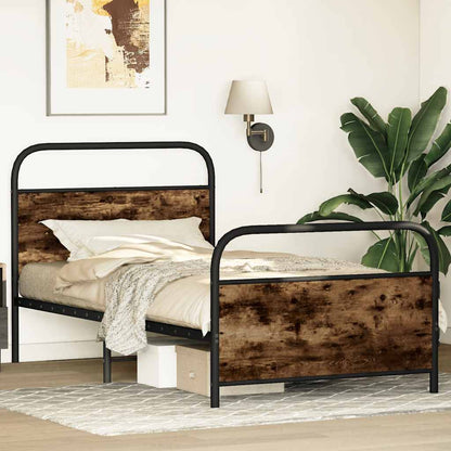vidaXL Bed Frame Without Mattress 90x190 cm Single Smoked Oak Engineered Wood 4