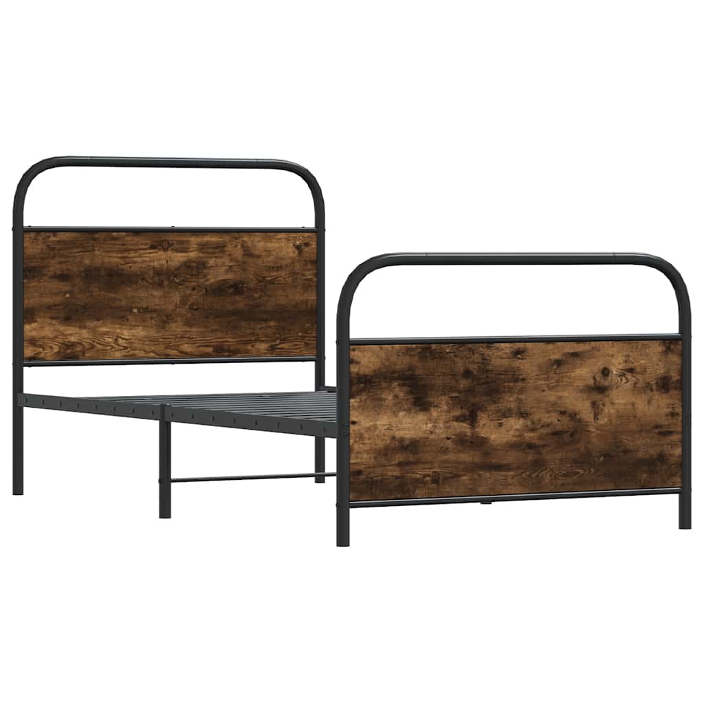 vidaXL Bed Frame Without Mattress 90x200 cm Smoked Oak Engineered Wood 3