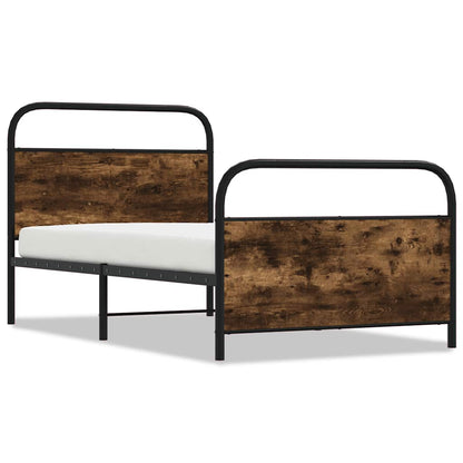 vidaXL Bed Frame Without Mattress 100x190 cm Smoked Oak Engineered Wood 2