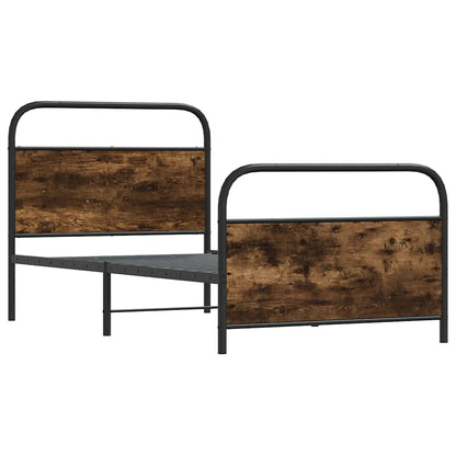 vidaXL Bed Frame Without Mattress 100x190 cm Smoked Oak Engineered Wood 3