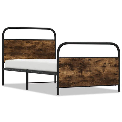 vidaXL Bed Frame Without Mattress 100x200 cm Smoked Oak Engineered Wood 2