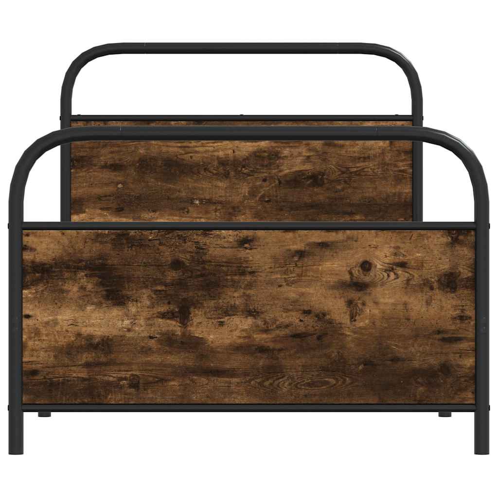 vidaXL Bed Frame Without Mattress 100x200 cm Smoked Oak Engineered Wood 5