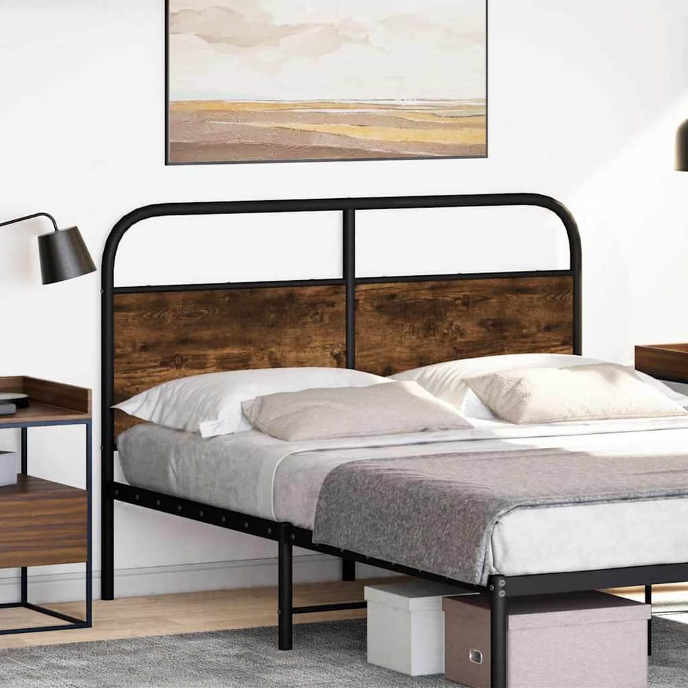 vidaXL Replace Headboard Steel and Engineered Wood Smoked Oak