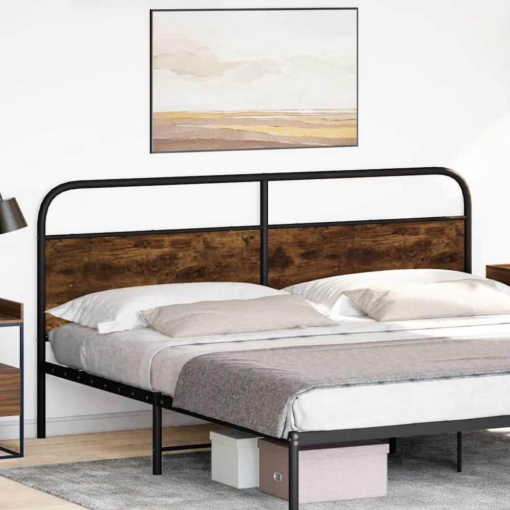 Replace Headboard Steel Engineered Wood Smoked Oak