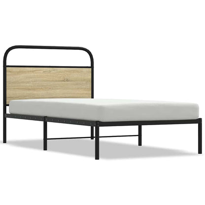 Bed Frame Without Mattress Engineered Wood Sonoma oak Length headboard
