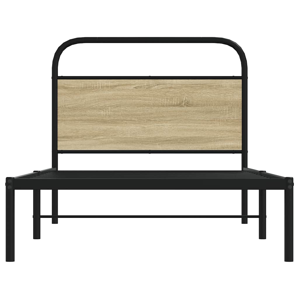 vidaXL Bed Frame Without Mattress 100x190 cm Sonoma Oak Engineered Wood 4