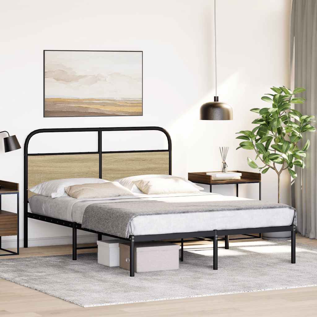vidaXL Bed Frame Without Mattress 120x190 cm Small Double Sonoma Oak Engineered Wood 3