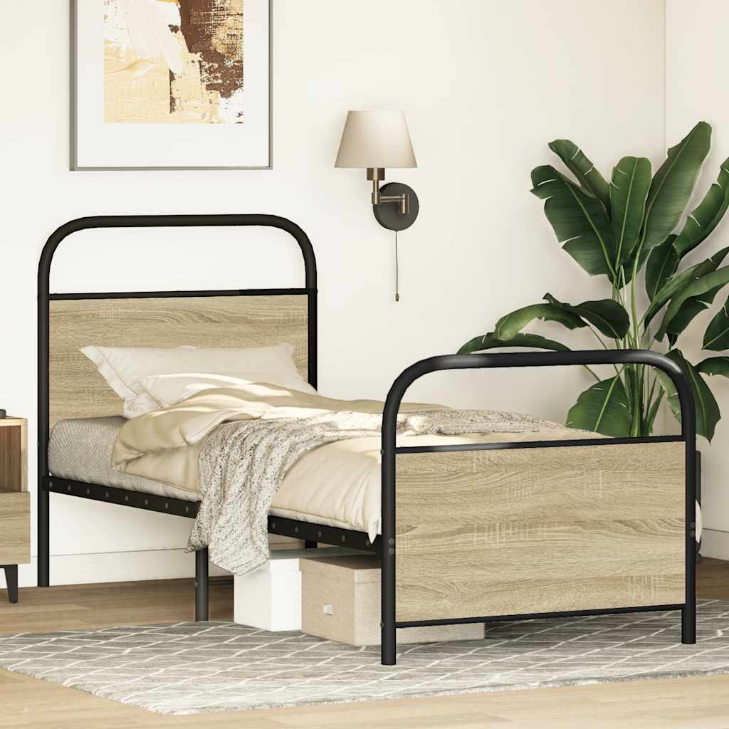 vidaXL Bed Frame Without Mattress 80x200 cm Sonoma Oak Engineered Wood 3