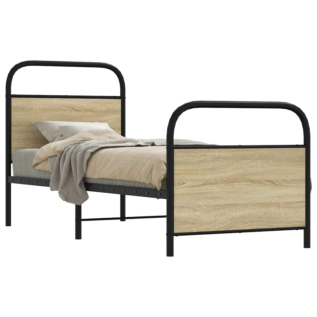 vidaXL Bed Frame Without Mattress 80x200 cm Sonoma Oak Engineered Wood 1
