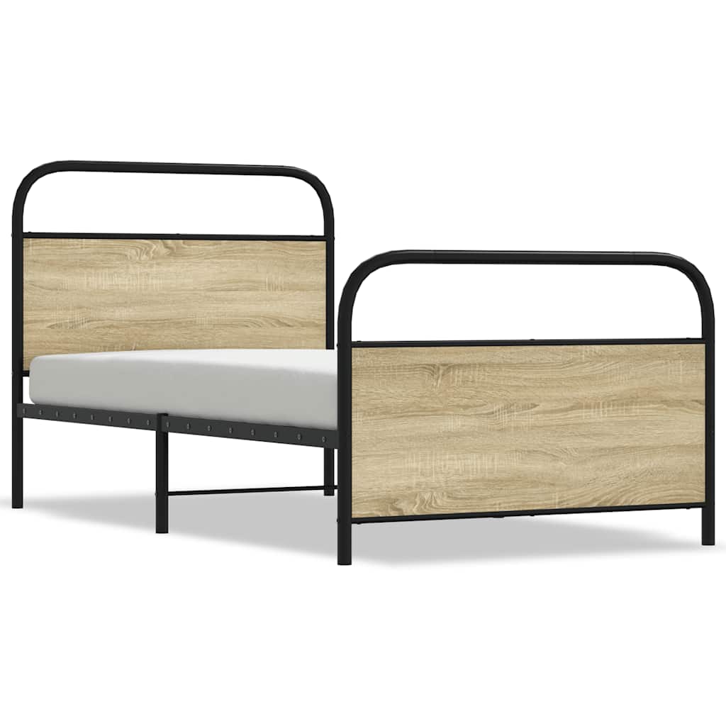 vidaXL Bed Frame Without Mattress 100x200 cm Sonoma Oak Engineered Wood 2
