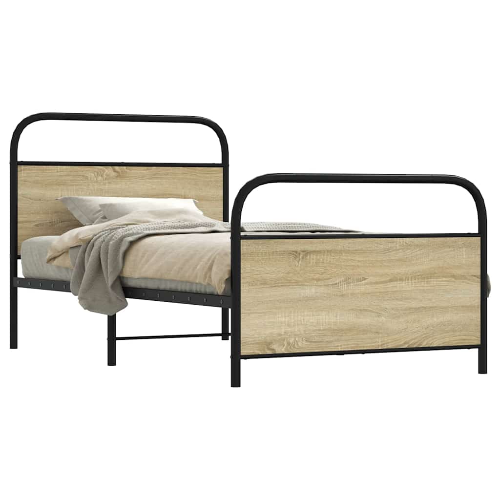 vidaXL Bed Frame Without Mattress 100x200 cm Sonoma Oak Engineered Wood 1