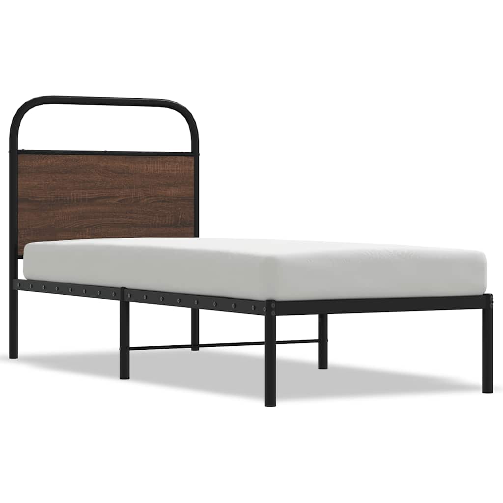 vidaXL Bed Frame Without Mattress 80x200 cm Brown Oak Engineered Wood 2