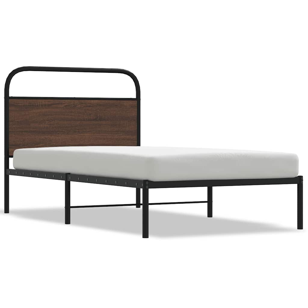 vidaXL Bed Frame Without Mattress 100x190 cm Brown Oak Engineered Wood 2