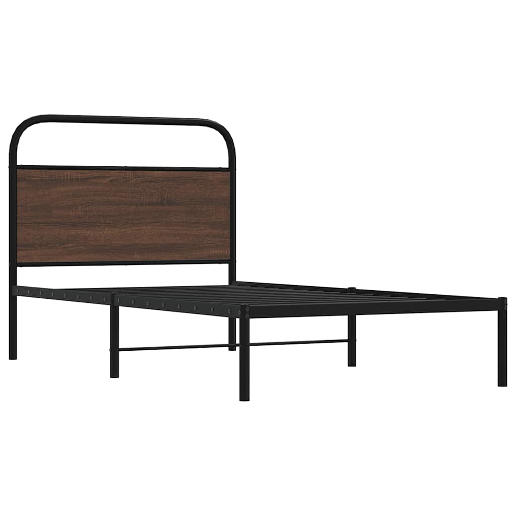 vidaXL Bed Frame Without Mattress 100x190 cm Brown Oak Engineered Wood 3