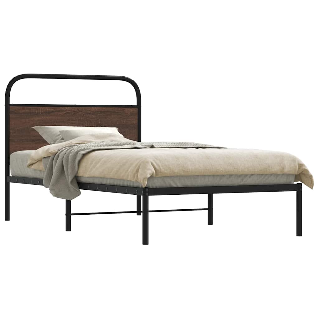 vidaXL Bed Frame Without Mattress 100x200 cm Brown Oak Engineered Wood 1