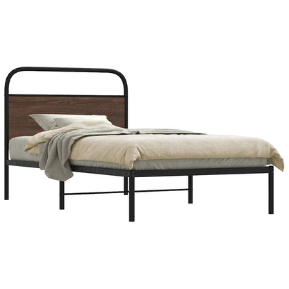 vidaXL Bed Frame Without Mattress 100x200 cm Brown Oak Engineered Wood 1