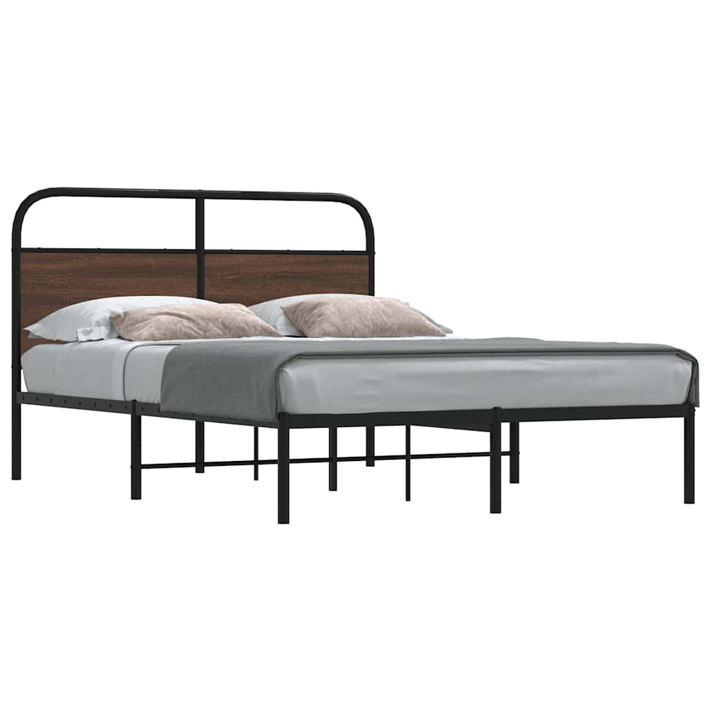 vidaXL Bed Frame Without Mattress 120x190 cm Small Double Brown Oak Engineered Wood 1