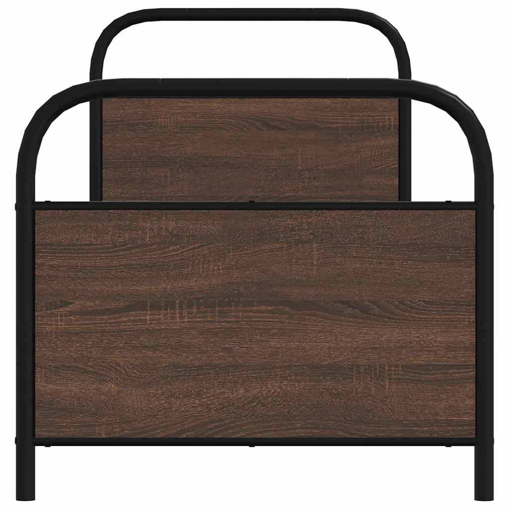 vidaXL Bed Frame Without Mattress 75x190 cm Small Single Brown Oak Engineered Wood 5