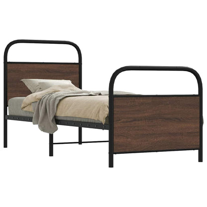 vidaXL Bed Frame Without Mattress 75x190 cm Small Single Brown Oak Engineered Wood 1