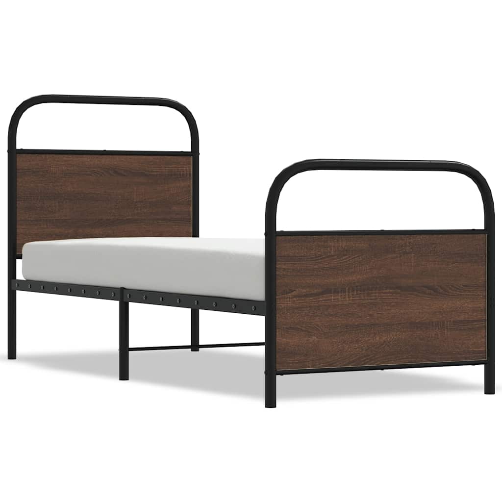 vidaXL Bed Frame Without Mattress 80x200 cm Brown Oak Engineered Wood 2