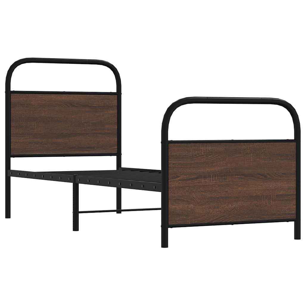 vidaXL Bed Frame Without Mattress 80x200 cm Brown Oak Engineered Wood 3