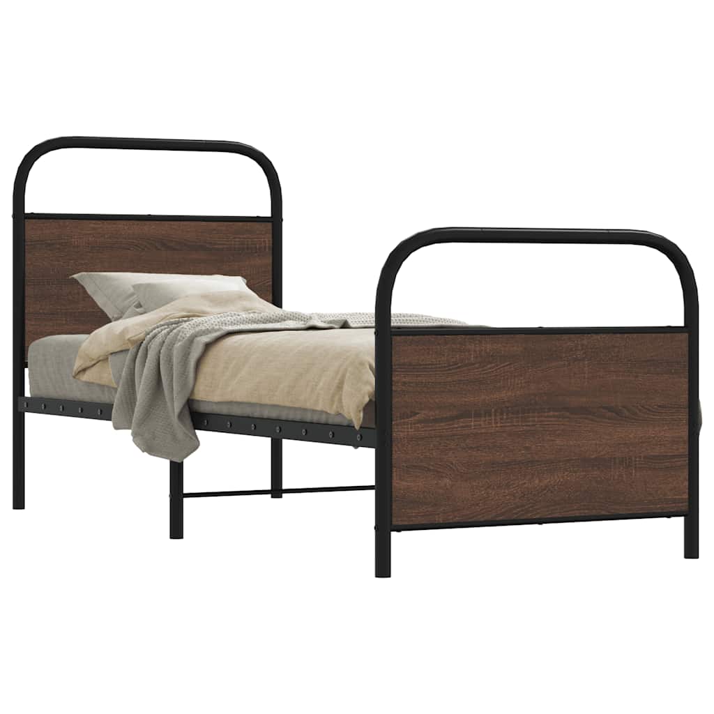 vidaXL Bed Frame Without Mattress 80x200 cm Brown Oak Engineered Wood 1
