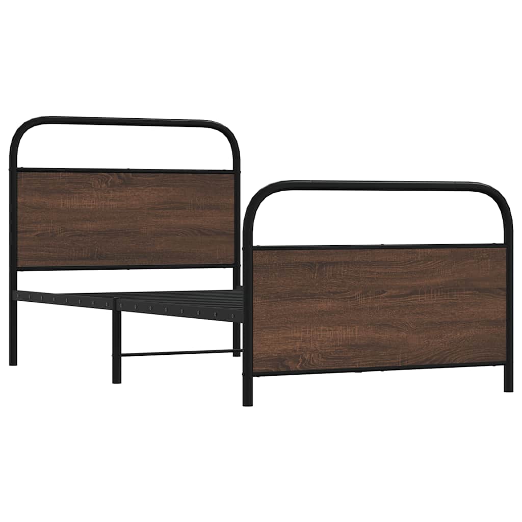 vidaXL Bed Frame Without Mattress 90x200 cm Brown Oak Engineered Wood 3