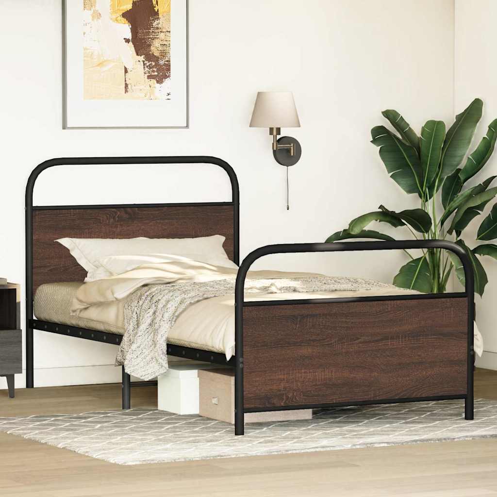 vidaXL Bed Frame Without Mattress 90x200 cm Brown Oak Engineered Wood 4