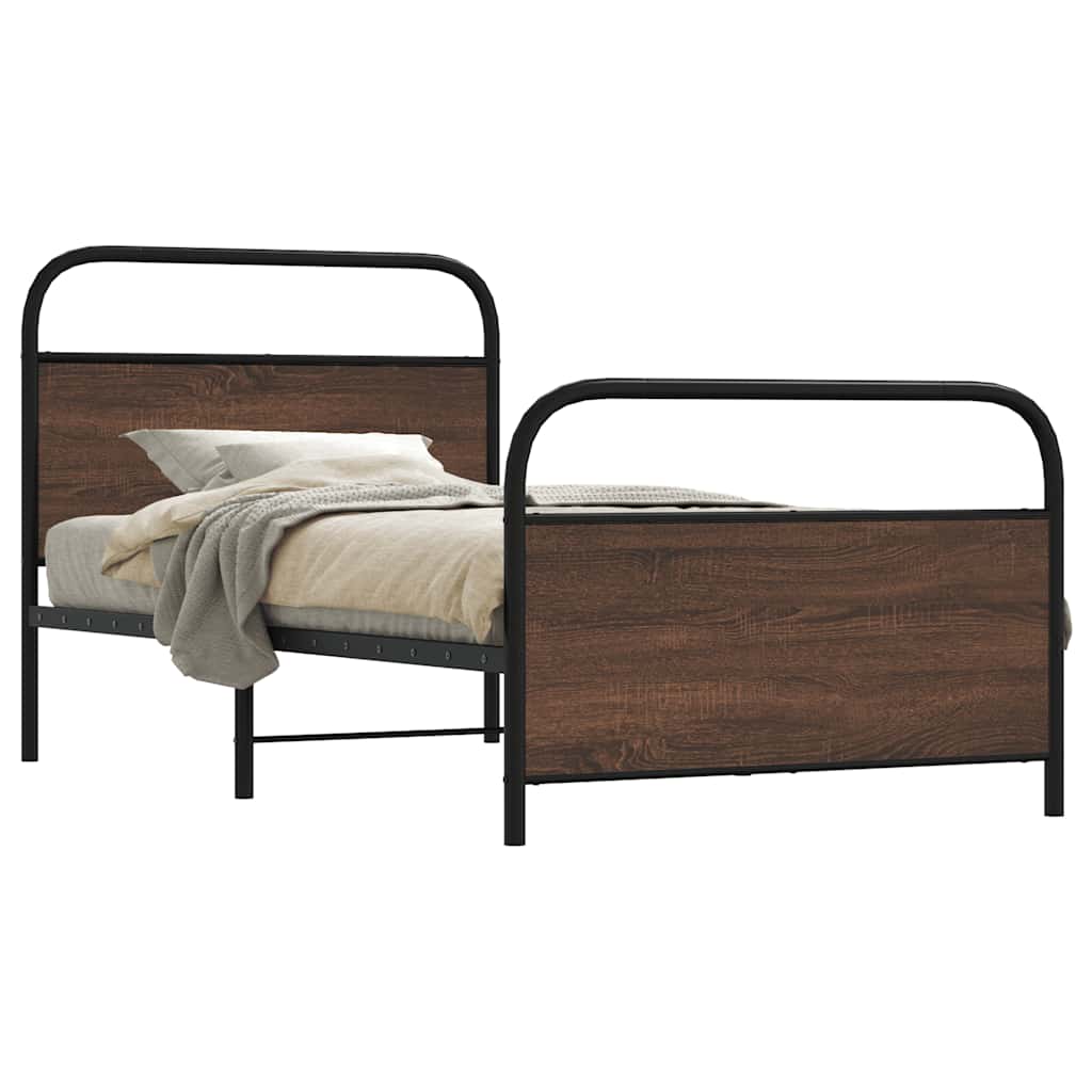 vidaXL Bed Frame Without Mattress 90x200 cm Brown Oak Engineered Wood 1