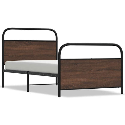 vidaXL Bed Frame Without Mattress 100x200 cm Brown Oak Engineered Wood 2