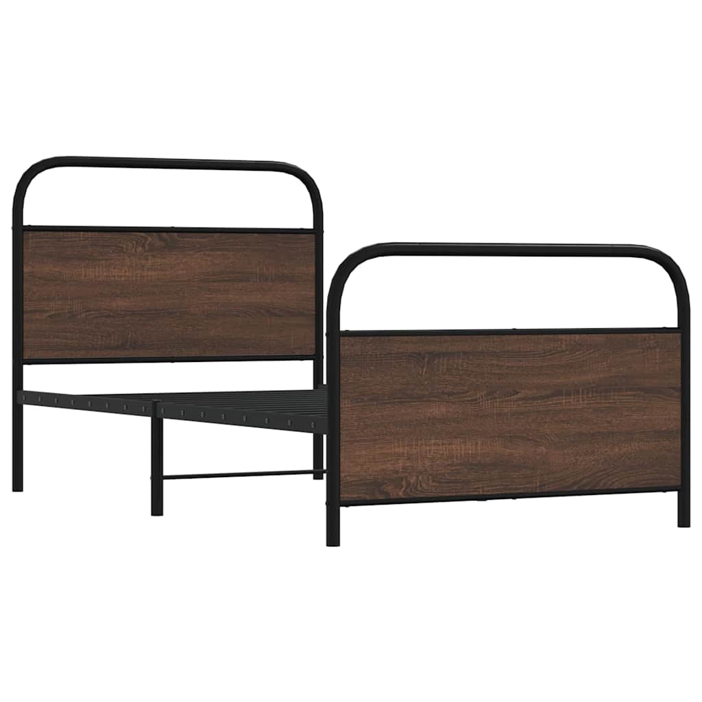 vidaXL Bed Frame Without Mattress 100x200 cm Brown Oak Engineered Wood 3