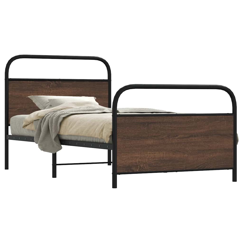 vidaXL Bed Frame Without Mattress 100x200 cm Brown Oak Engineered Wood 1