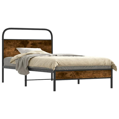 vidaXL Bed Frame Without Mattress 90x190 cm Smoked Oak Engineered Wood 2