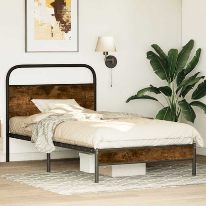 vidaXL Bed Frame Without Mattress 90x190 cm Smoked Oak Engineered Wood 1