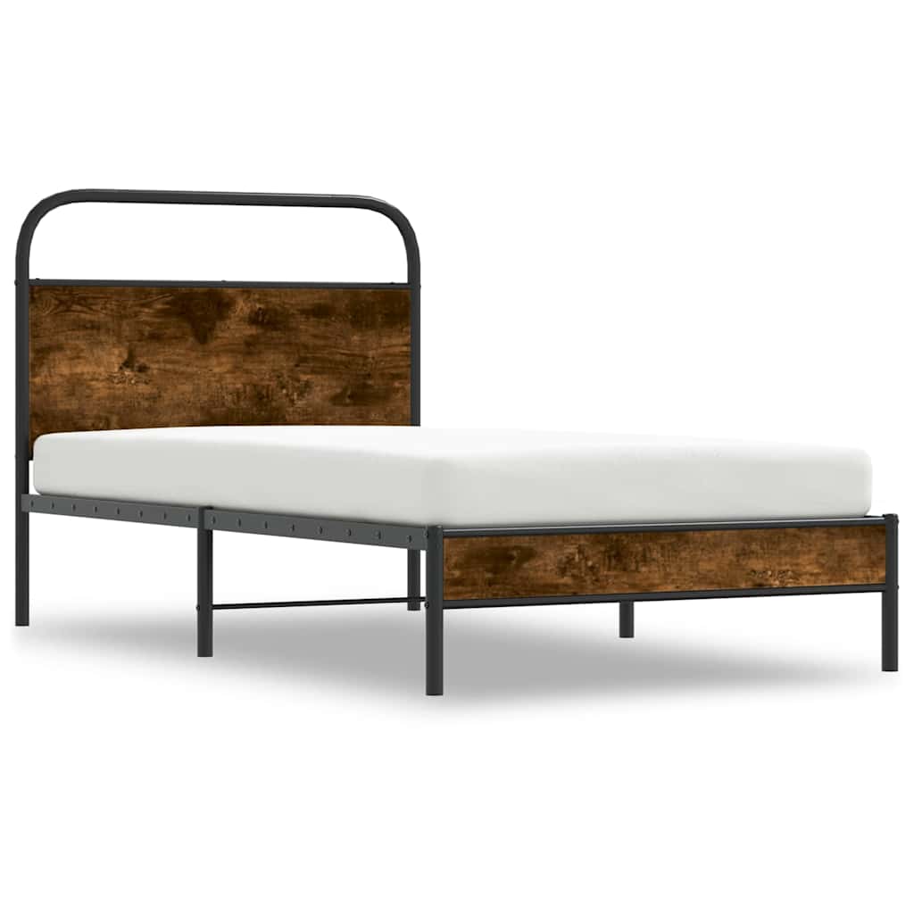 vidaXL Bed Frame Without Mattress 90x200 cm Smoked Oak Engineered Wood 3