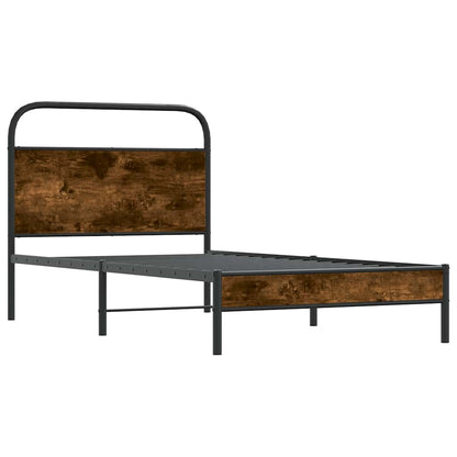 vidaXL Bed Frame Without Mattress 90x200 cm Smoked Oak Engineered Wood 4