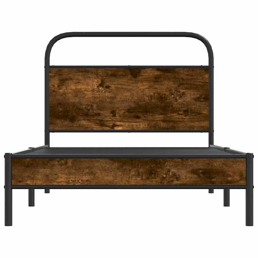 vidaXL Bed Frame Without Mattress 90x200 cm Smoked Oak Engineered Wood 5