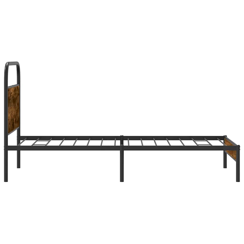 vidaXL Bed Frame Without Mattress 90x200 cm Smoked Oak Engineered Wood 6