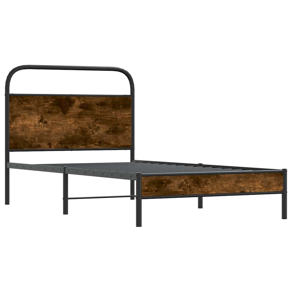 vidaXL Bed Frame Without Mattress 100x200 cm Smoked Oak Engineered Wood 4