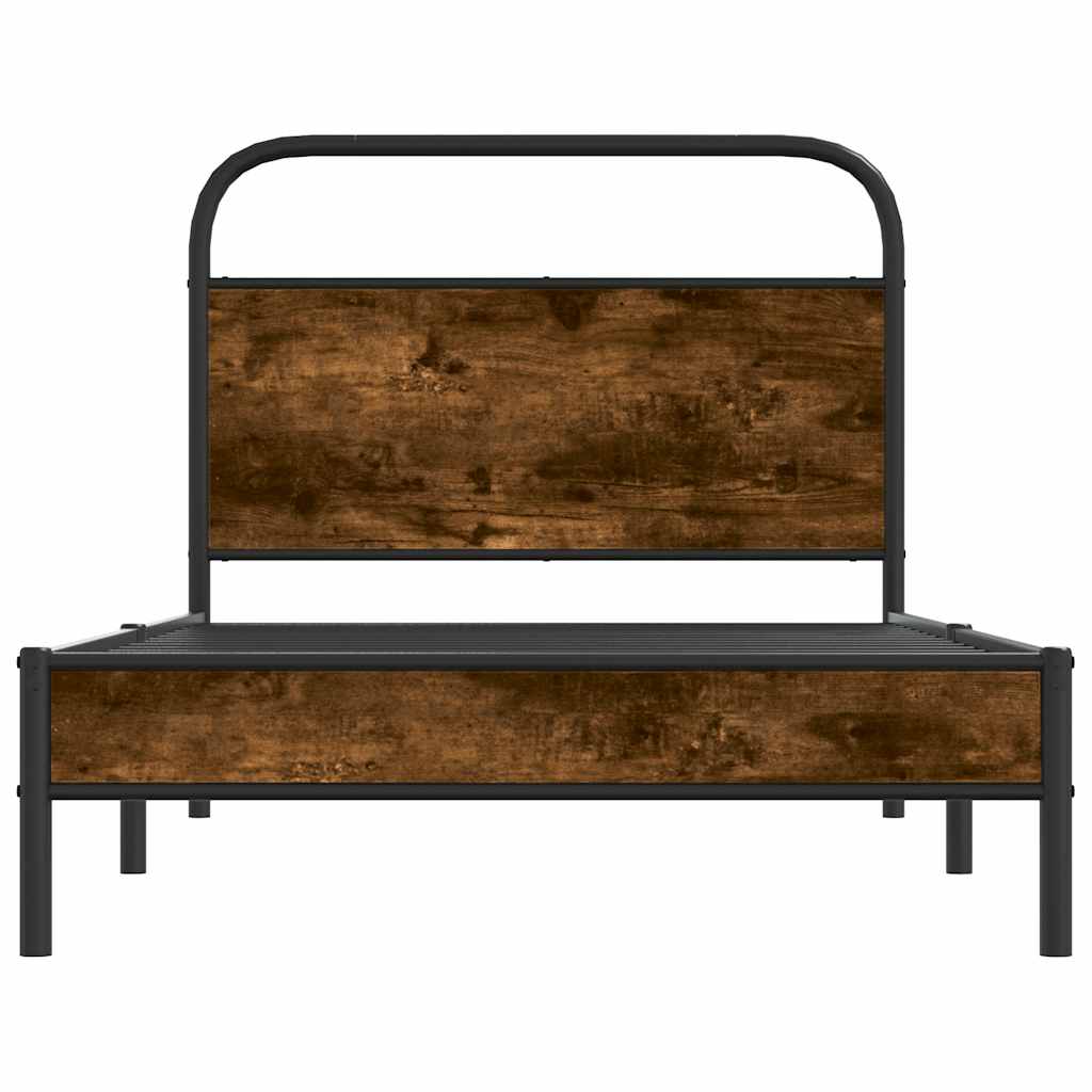 vidaXL Bed Frame Without Mattress 100x200 cm Smoked Oak Engineered Wood 5