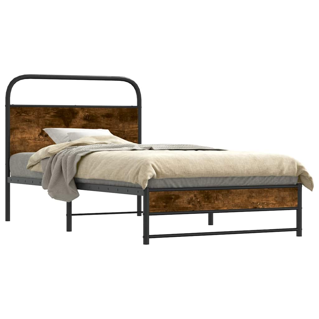 vidaXL Bed Frame Without Mattress 90x190 cm Smoked Oak Engineered Wood 2