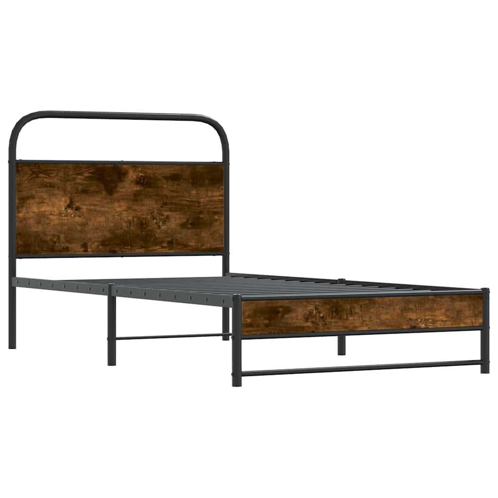 vidaXL Bed Frame Without Mattress 90x190 cm Smoked Oak Engineered Wood 4
